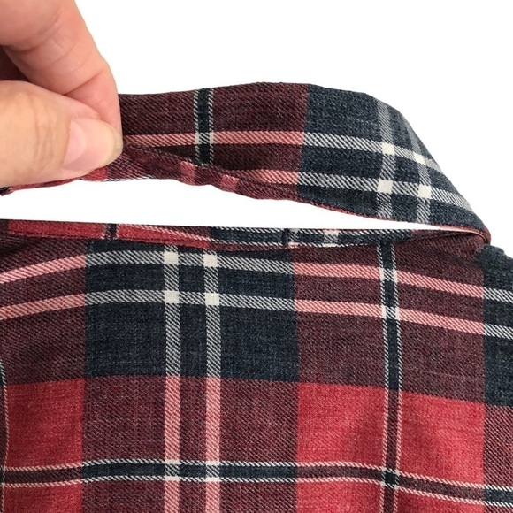 Thread & Cloth Red Gray Plaid Button Down Long Sleeve Shirt Size Small - Picture 9 of 10